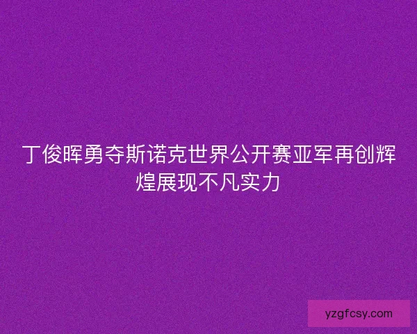 丁俊晖勇夺斯诺克世界公开赛亚军再创辉煌展现不凡实力