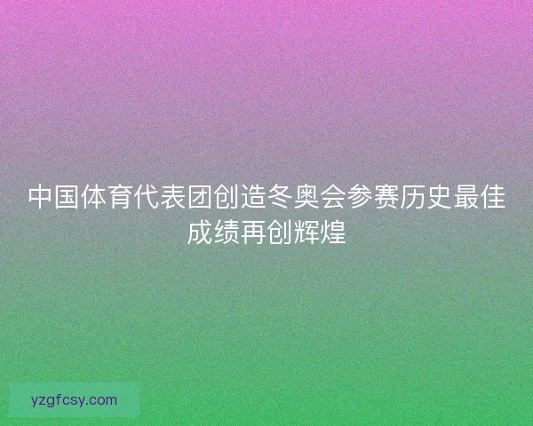 中国体育代表团创造冬奥会参赛历史最佳成绩再创辉煌